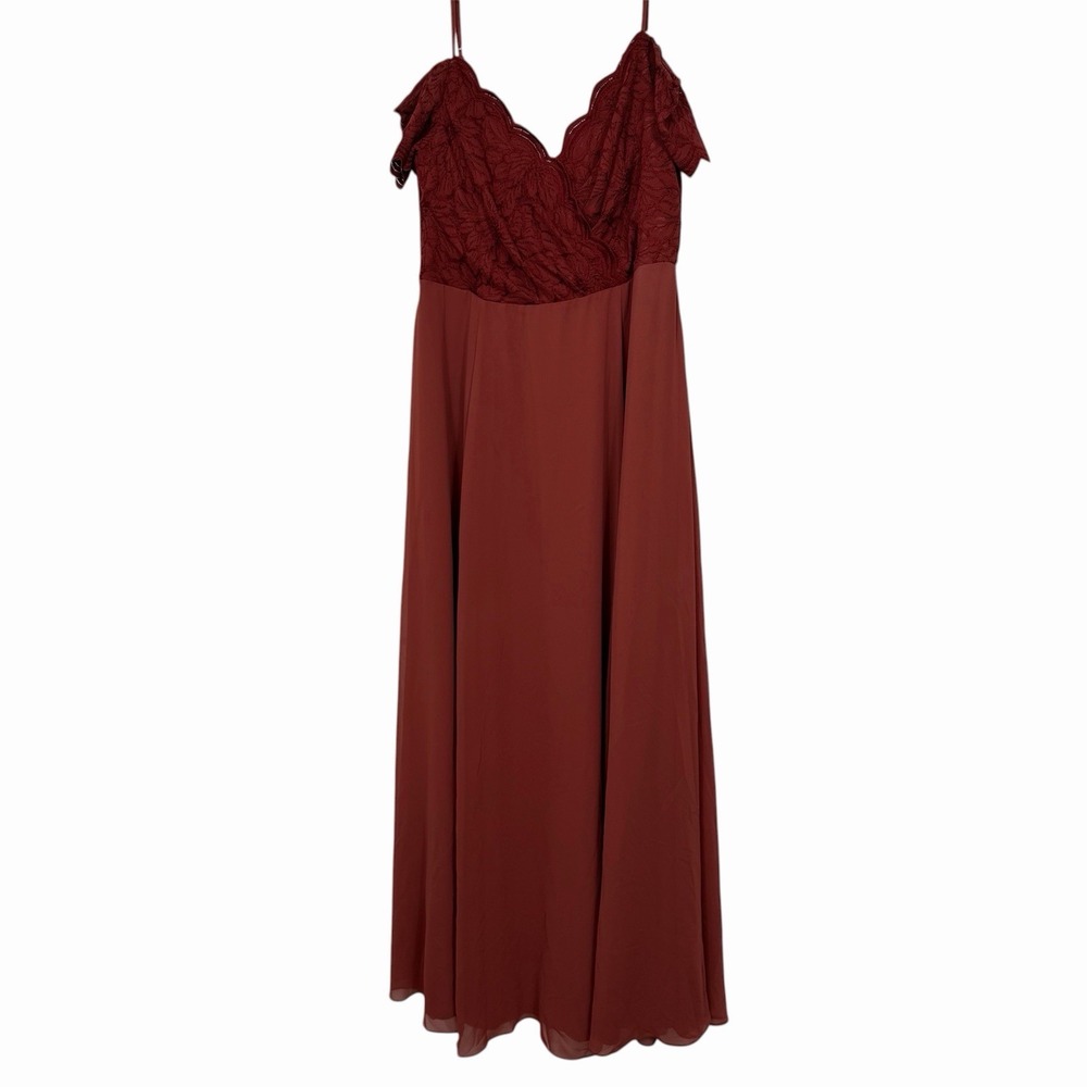 Celebrate DB Studio Burgundy Lace Chiffon Maxi Dress Women's Size 16 Formal NWT